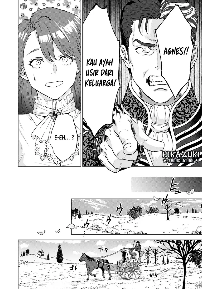 Shounin Reijou Agnes Henkyou ni Tsuihou Sareta Akuyaku Reijou wa Shousai o Hakki Shi Nariagaru chapter 1 halaman 19